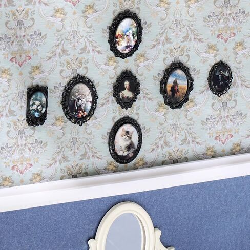 7 Pcs Miniature Dollhouse Accessories Picture Frames 1: 12 Scale Dollhouse Furniture Small Wood Photo Frames Mini House Decoration for Printed Paintings House DIY Art Craft(Black) in Saudi Arabia