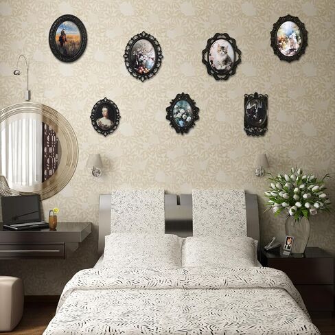7 Pcs Miniature Dollhouse Accessories Picture Frames 1: 12 Scale Dollhouse Furniture Small Wood Photo Frames Mini House Decoration for Printed Paintings House DIY Art Craft(Black) in Saudi Arabia