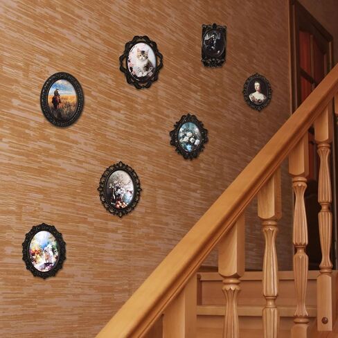 7 Pcs Miniature Dollhouse Accessories Picture Frames 1: 12 Scale Dollhouse Furniture Small Wood Photo Frames Mini House Decoration for Printed Paintings House DIY Art Craft(Black) in Saudi Arabia