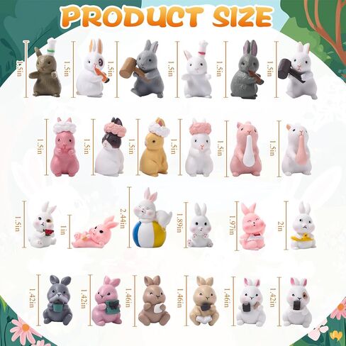 50 Pcs Mini Rabbits Figurine Bunny Fairy House Diorama Accessories Mini Rabbits Bunny Figurines Micro Landscape Garden Ornaments for DIY Easter Egg Fillers Dollhouse Cake Decor(Cute) in Saudi Arabia