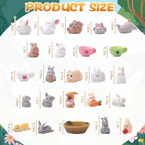 50 Pcs Mini Rabbits Figurine Bunny Fairy House Diorama Accessories Mini Rabbits Bunny Figurines Micro Landscape Garden Ornaments for DIY Easter Egg Fillers Dollhouse Cake Decor(Cute) in Saudi Arabia