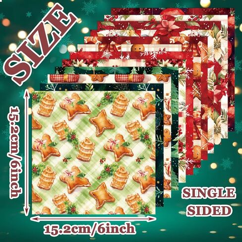 KIRDACH SCRABKING Supplies Kit ، 24 ورقة من الجوانب أحادية الجوانب POINSESTIA COOKIE TREE TREE PATTORD PAPBACT DIY Junk Journal Crafts Propectal Paper-6x6inch (R2459) in Kuwait