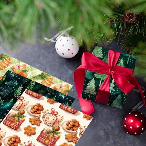 KIRDACH SCRABKING Supplies Kit ، 24 ورقة من الجوانب أحادية الجوانب POINSESTIA COOKIE TREE TREE PATTORD PAPBACT DIY Junk Journal Crafts Propectal Paper-6x6inch (R2459) in Kuwait
