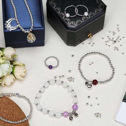 100pcs 2mm 925 sterling Silver Beads للمجوهرات التي تصنع حبات صغيرة من الفضة الفضية غير المشوهة مع ثقب لسحر أقراط قلادة الأساور وحرف DIY in Kuwait