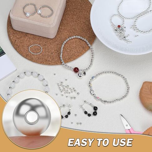100pcs 2mm 925 sterling Silver Beads للمجوهرات التي تصنع حبات صغيرة من الفضة الفضية غير المشوهة مع ثقب لسحر أقراط قلادة الأساور وحرف DIY in Kuwait