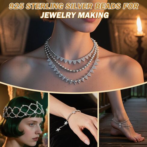 100pcs 2mm 925 sterling Silver Beads للمجوهرات التي تصنع حبات صغيرة من الفضة الفضية غير المشوهة مع ثقب لسحر أقراط قلادة الأساور وحرف DIY in Kuwait