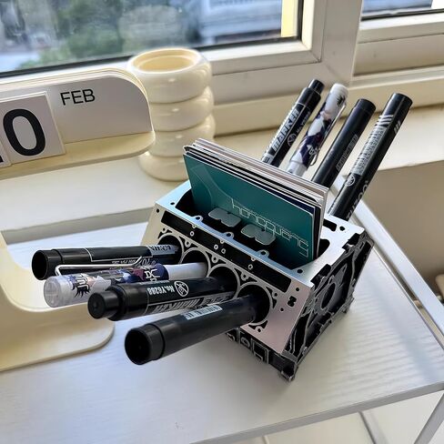 3D Printed V8 Engine Block Desk Organizer, Name Card and Pen Holder, Business Card Stand and Pen Pencil Holder in Saudi Arabia