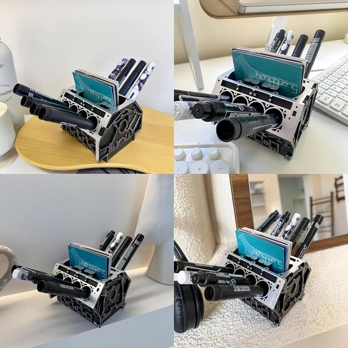 3D Printed V8 Engine Block Desk Organizer, Name Card and Pen Holder, Business Card Stand and Pen Pencil Holder in Saudi Arabia