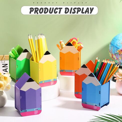 6 Pcs Pencil Shaped Holder Wooden Pencil Dispenser Storage Organizer Container Pen Cup Stationery Pot for Back to School Teachers Office Desk Gift Classroom Supplies (Rainbow Color) in Saudi Arabia