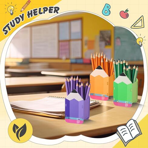 6 Pcs Pencil Shaped Holder Wooden Pencil Dispenser Storage Organizer Container Pen Cup Stationery Pot for Back to School Teachers Office Desk Gift Classroom Supplies (Rainbow Color) in Saudi Arabia
