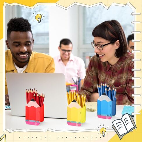 6 Pcs Pencil Shaped Holder Wooden Pencil Dispenser Storage Organizer Container Pen Cup Stationery Pot for Back to School Teachers Office Desk Gift Classroom Supplies (Rainbow Color) in Saudi Arabia