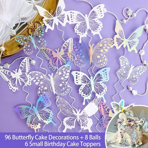 110 Pcs Cake Decorating Butterflies,Butterfly's Cake Decor丨Butterfly Decorations for Cakes for Suitable for Girls Butterfly Theme Party Cake Decorations Etc in Saudi Arabia