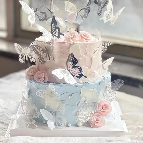 110 Pcs Cake Decorating Butterflies,Butterfly's Cake Decor丨Butterfly Decorations for Cakes for Suitable for Girls Butterfly Theme Party Cake Decorations Etc in Saudi Arabia