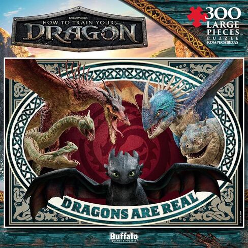 Buffalo Games - How to Train Your Dragon - Dragons are Real - 300 Piece Jigsaw Puzzle for Adults - Challenging Puzzle Perfect for Game Nights - Finished Size is 21.25 x 15 in Saudi Arabia