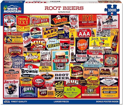 White Mountain Root Beers Puzzle 1000 Piece Vintage Soda Collage Jigsaw Puzzles for Adults and Families in Saudi Arabia