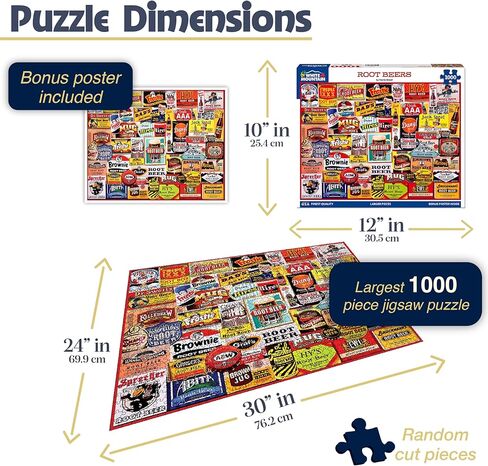 White Mountain Root Beers Puzzle 1000 Piece Vintage Soda Collage Jigsaw Puzzles for Adults and Families in Saudi Arabia