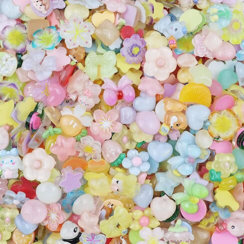 WENSIDUO 100PCS SLIME SHARMS مجموعة لطيفة ، ألوان مختلطة سحر راتنجات Flatback لحالات الهواتف غير المرغوب فيها ، تصميم فن الأظافر ، سكرابوكينغ وتزيين DIY. in Kuwait