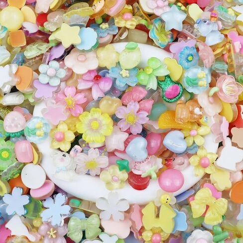 WENSIDUO 100PCS SLIME SHARMS مجموعة لطيفة ، ألوان مختلطة سحر راتنجات Flatback لحالات الهواتف غير المرغوب فيها ، تصميم فن الأظافر ، سكرابوكينغ وتزيين DIY. in Kuwait