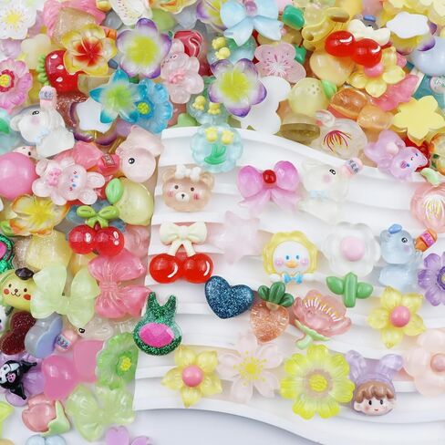 WENSIDUO 100PCS SLIME SHARMS مجموعة لطيفة ، ألوان مختلطة سحر راتنجات Flatback لحالات الهواتف غير المرغوب فيها ، تصميم فن الأظافر ، سكرابوكينغ وتزيين DIY. in Kuwait