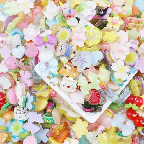 WENSIDUO 100PCS SLIME SHARMS مجموعة لطيفة ، ألوان مختلطة سحر راتنجات Flatback لحالات الهواتف غير المرغوب فيها ، تصميم فن الأظافر ، سكرابوكينغ وتزيين DIY. in Kuwait