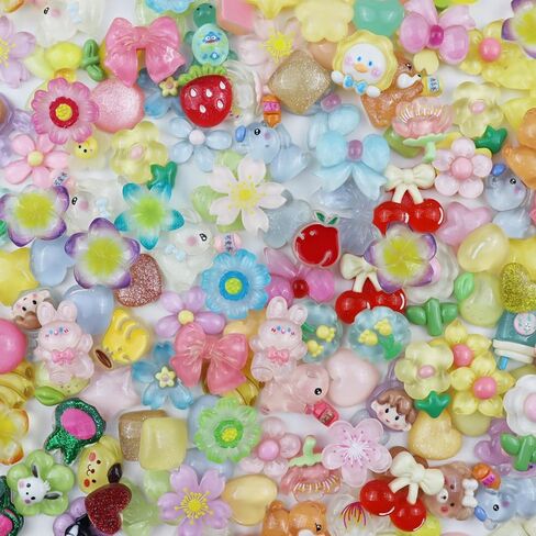 WENSIDUO 100PCS SLIME SHARMS مجموعة لطيفة ، ألوان مختلطة سحر راتنجات Flatback لحالات الهواتف غير المرغوب فيها ، تصميم فن الأظافر ، سكرابوكينغ وتزيين DIY. in Kuwait