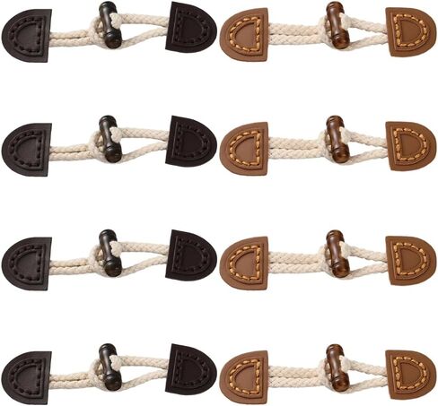 8 Sets Black White Pu Leather Toggle Closure with Resin Horn Vintage Sewing Button Sew on Toggles Closures Clasps Buttons Bulk for Sewing Making Coat Clothing Jacket Sweater DIY Accessories in Saudi Arabia