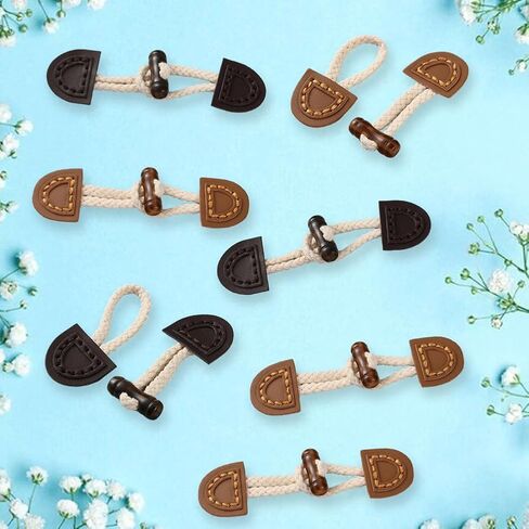 8 Sets Black White Pu Leather Toggle Closure with Resin Horn Vintage Sewing Button Sew on Toggles Closures Clasps Buttons Bulk for Sewing Making Coat Clothing Jacket Sweater DIY Accessories in Saudi Arabia