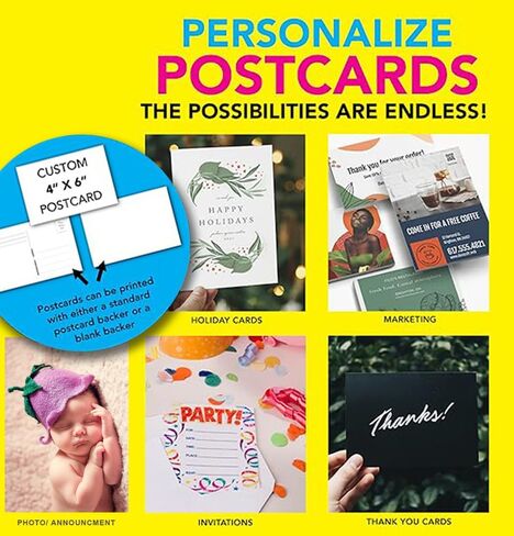 Personalized Custom Postcards, MakeYour Own: Party, Birthday, Wedding, Event Invitations, Business Handouts, Moving Notices, RSVPs, Thank You Notes, Save the Date, Blank Postcards, Anything You Can Imagine! in Saudi Arabia