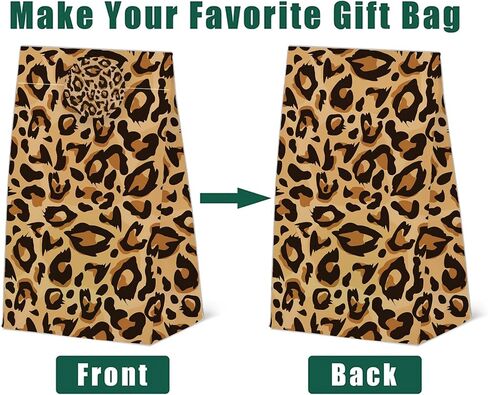 24 PCS CHEETAH PRINT GOODIE FACS HEOPARD GIFT مع ملصقات -حياة حيوانية تحمل طابع عيد ميلاد ، حقائب الورق المطبوعة Leopard لعلاج لوازم الزخارف الحزبية in Saudi Arabia