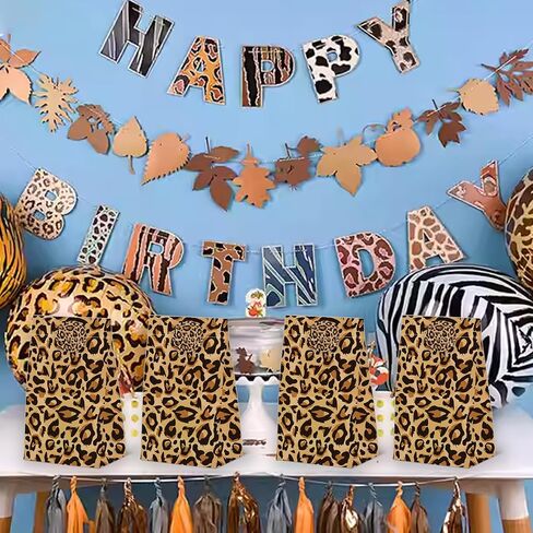 24 PCS CHEETAH PRINT GOODIE FACS HEOPARD GIFT مع ملصقات -حياة حيوانية تحمل طابع عيد ميلاد ، حقائب الورق المطبوعة Leopard لعلاج لوازم الزخارف الحزبية in Saudi Arabia