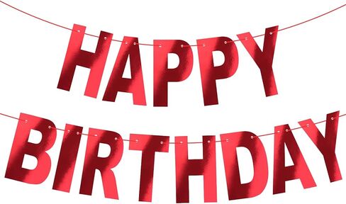Red Happy Birthday Banner Sign Birthday Garland Wall Door Banners Flag for Women Men Boys Girls Party Backdrop Decorations, Personalized Letters Name Banners Hanging Decors Shiny in Kuwait