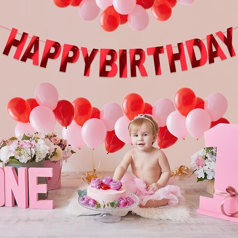 Red Happy Birthday Banner Sign Birthday Garland Wall Door Banners Flag for Women Men Boys Girls Party Backdrop Decorations, Personalized Letters Name Banners Hanging Decors Shiny in Kuwait