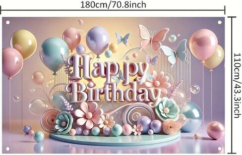 Flower and Butterfly Pattern Theme Happy Birthday Backdrop Banner Happy Birthday Decoration Background Banner Birthday Party Decoration Photo Banner Background in Saudi Arabia