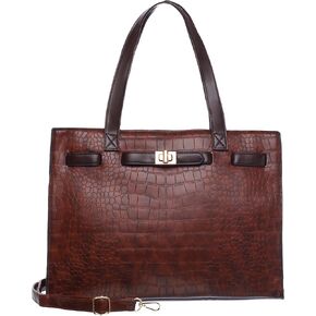 Crocodile-Embossed Tote Bag for Women – Stylish Large Shoulder Handbag, Fits 15.6" Laptop – Work & Office Purse in Saudi Arabia