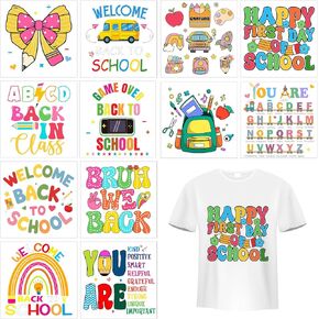 Glenmal 12 PCS العودة إلى الحديد المدرسي على عمليات النقل مرحبًا بك في School Patches HTV Heat Transfor in Kuwait
