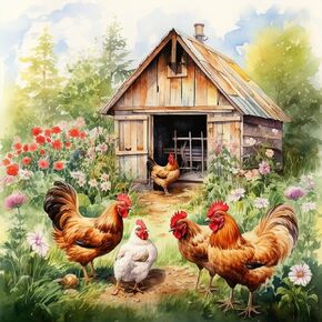 Diamond Art Kits for Adults, Chicken Diamond Painting Kits for Adults, 5D DIY Round Drill Gem Art Paint with Diamonds Dots Crafts Kits for Home Decor Gift 14x14inch in Kuwait