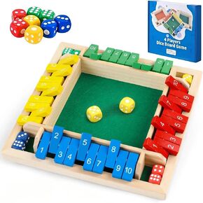 Shut The Box Game Dice Game, 2-4 Player Math Learning Toy for Adult Kids 5-7 8-12, Educational Wooden Board Tabletop Game with 8 Dice for Family, Classroom & Senior Activities, Pub and Party in Saudi Arabia