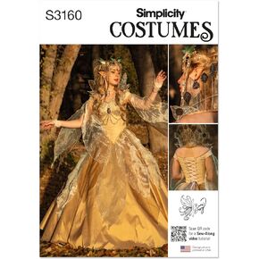 Simplicity SS3160U5 Misses' Woodland FAE Fantasy Costume Sewing Pattern Packet by Raine Emery, Design Code S3160, Sizes 16-18-20-22-24 in Saudi Arabia