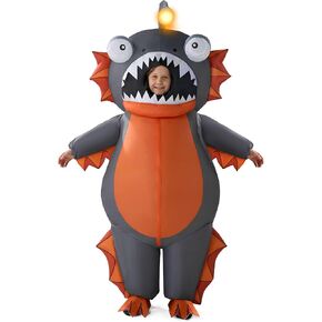 Spooktacular Creations Kids Inflatable Costumes, Anglerfish 60" Fullbody Light-up Halloween Inflatable Costume, Brown Anglerfish Blow-up Costumes for Halloween Cosplay Party, Themed Party in Saudi Arabia