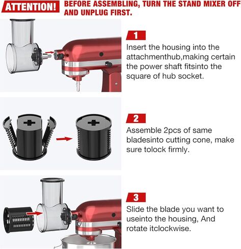 ملحق تقطيع وتقطيع لخلاط حامل كيتشن إيد مع 5 شفرات، ومرفق مبشرة الجبن، وتقطيع إعداد طازج، وإكسسوارات أكبر لصانع سلطة الخضروات من أجل مساعد المطبخ in Kuwait
