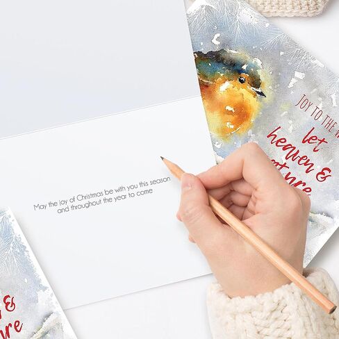 بطاقات عيد الميلاد الدينية - فرحة للعالم ، حزمة من 20 ، 5x7in ، مطبوعة في إنجلترا ، مع آية الكتاب المقدس في الداخل. بطاقات عيد الميلاد المسيحية مع الأظرف بكميات كبيرة ، من قبل البطاقات مباشرة in Kuwait