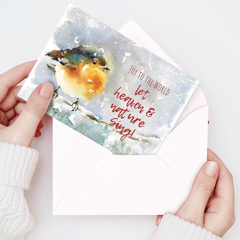 بطاقات عيد الميلاد الدينية - فرحة للعالم ، حزمة من 20 ، 5x7in ، مطبوعة في إنجلترا ، مع آية الكتاب المقدس في الداخل. بطاقات عيد الميلاد المسيحية مع الأظرف بكميات كبيرة ، من قبل البطاقات مباشرة in Kuwait