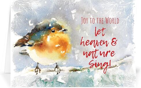 بطاقات عيد الميلاد الدينية - فرحة للعالم ، حزمة من 20 ، 5x7in ، مطبوعة في إنجلترا ، مع آية الكتاب المقدس في الداخل. بطاقات عيد الميلاد المسيحية مع الأظرف بكميات كبيرة ، من قبل البطاقات مباشرة in Kuwait