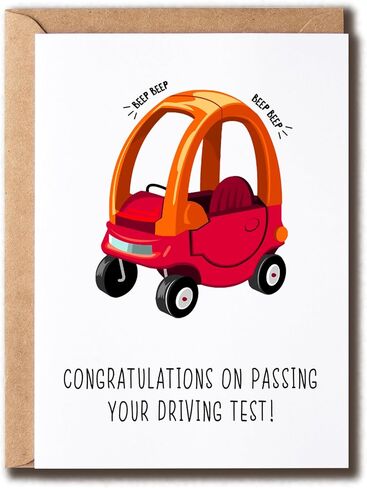 Congratulations Passing Driving Test Card - Funny Toy Car Greeting Card - Blank Inside - 5 x 7 Inches in Saudi Arabia