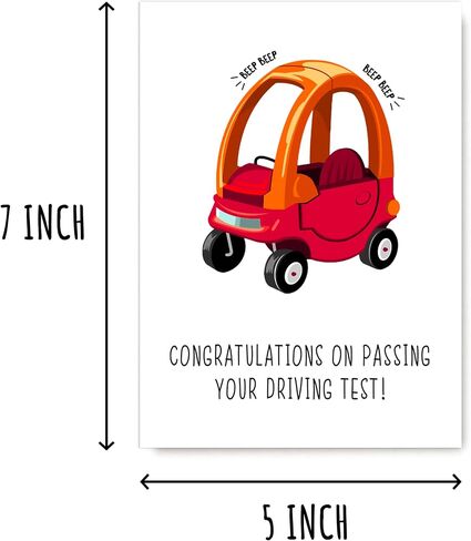 Congratulations Passing Driving Test Card - Funny Toy Car Greeting Card - Blank Inside - 5 x 7 Inches in Saudi Arabia