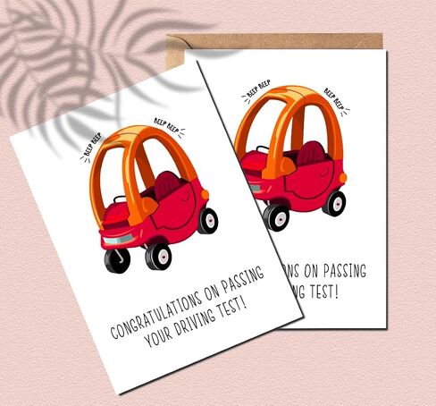 Congratulations Passing Driving Test Card - Funny Toy Car Greeting Card - Blank Inside - 5 x 7 Inches in Saudi Arabia