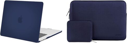 Mosiso متوافق مع MacBook Air Case 15 بوصة 2023 إطلاق A2941 M2 شريحة ، غطاء حالة القشرة الصلبة البلاستيكية الواقية وحقيبة الأكمام النيوبرين ، الأزرق البحري in Saudi Arabia