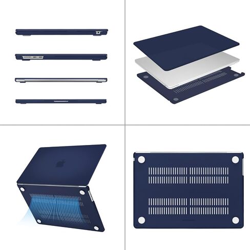 Mosiso متوافق مع MacBook Air Case 15 بوصة 2023 إطلاق A2941 M2 شريحة ، غطاء حالة القشرة الصلبة البلاستيكية الواقية وحقيبة الأكمام النيوبرين ، الأزرق البحري in Saudi Arabia