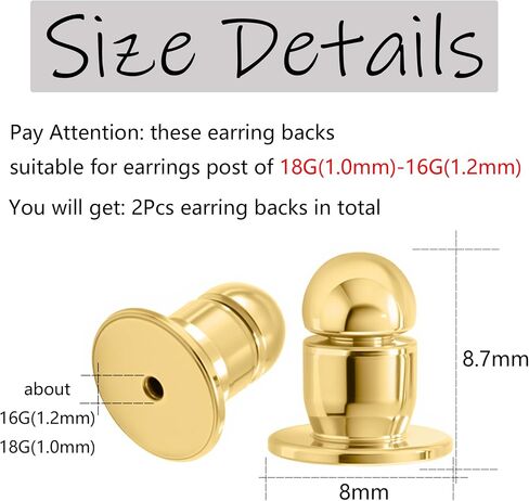Locking Earring Backs for Studs Secure Earrings Back (Gold) in Kuwait