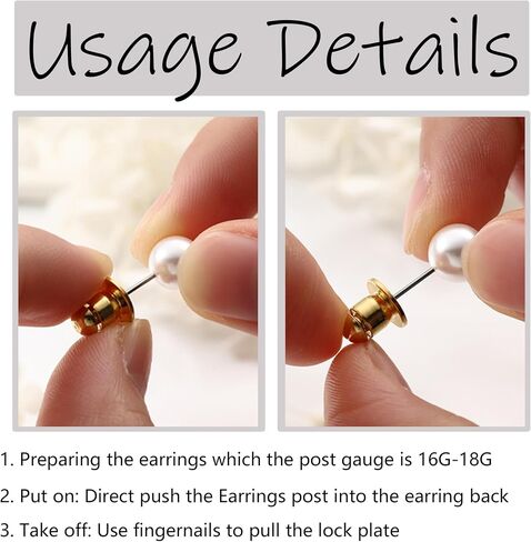 Locking Earring Backs for Studs Secure Earrings Back (Gold) in Kuwait